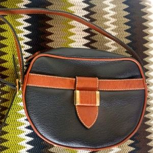 Vintage Chic black & Brown Gold Buckle Crossbody